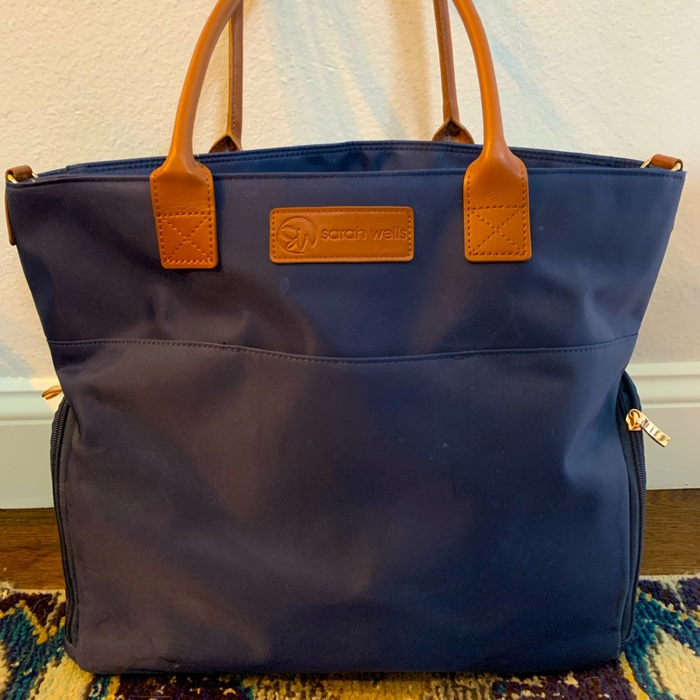 Sara Wells Breast Pump Purse with real leather straps